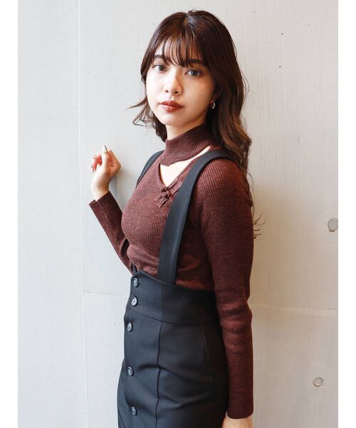 MURUA（ムルーア）の「アシメチャイナニット（ニット/セーター・レディース・ブラック/ブルー/アクア/ブラウン・FREE）」の17枚目の写真