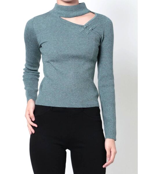 MURUA（ムルーア）の「アシメチャイナニット（ニット/セーター・レディース・ブラック/ブルー/アクア/ブラウン・FREE）」の20枚目の写真