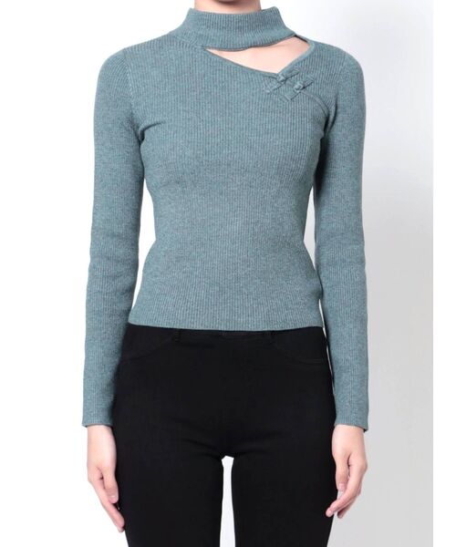 MURUA（ムルーア）の「アシメチャイナニット（ニット/セーター・レディース・ブラック/ブルー/アクア/ブラウン・FREE）」の21枚目の写真