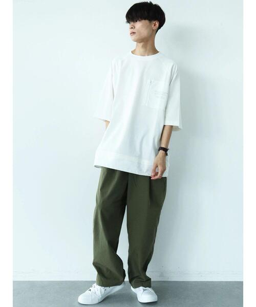 CRAFT STANDARD BOUTIQUE(クラフトスタンダードブティック)の「布帛切り替えTEE-C *(Tシャツ/カットソー・メンズ・グレイッシュベージュ/オフホワイト/レッド/マスタード・L/LL/M)」の13枚目の写真