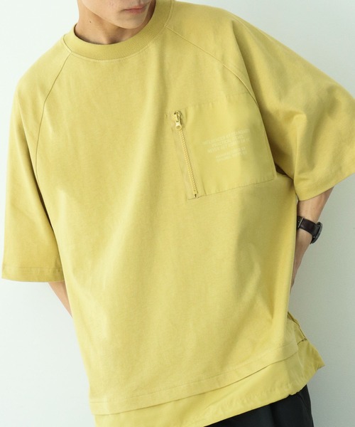 CRAFT STANDARD BOUTIQUE(クラフトスタンダードブティック)の「布帛切り替えTEE-C *(Tシャツ/カットソー・メンズ・グレイッシュベージュ/オフホワイト/レッド/マスタード・L/LL/M)」の4枚目の写真
