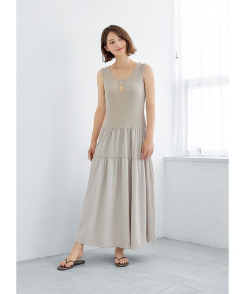 STYLE DELI(スタイルデリ)の「【LUXE】カシュクールT付き切替タンクワンピース(ワンピース・レディース・ブルー/グレイッシュベージュ・01/02)」の10枚目の写真