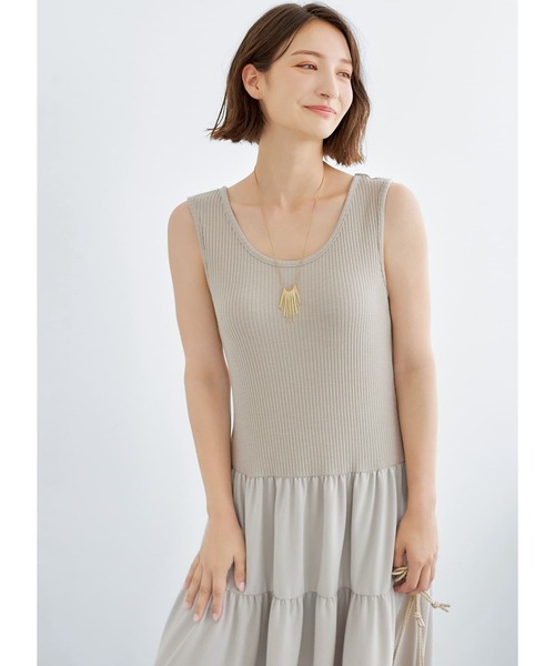 STYLE DELI(スタイルデリ)の「【LUXE】カシュクールT付き切替タンクワンピース(ワンピース・レディース・ブルー/グレイッシュベージュ・01/02)」の13枚目の写真