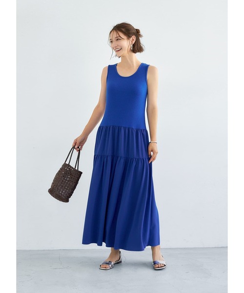 STYLE DELI(スタイルデリ)の「【LUXE】カシュクールT付き切替タンクワンピース(ワンピース・レディース・ブルー/グレイッシュベージュ・01/02)」の8枚目の写真