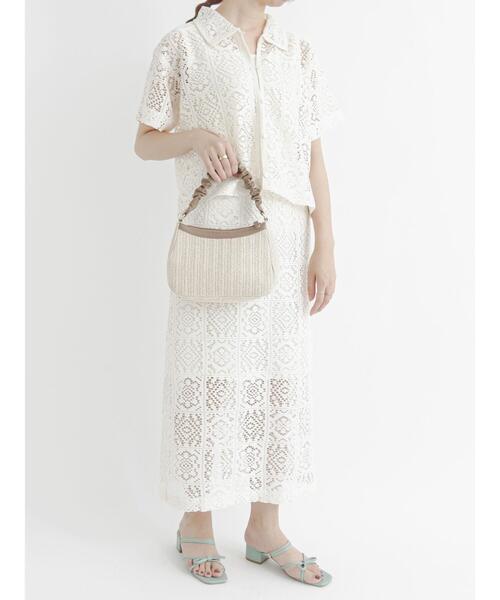 Te chichi TERRASSE(テチチテラス)の「クロシェ柄レーススカート【セットアップ可】(スカート・レディース・オフホワイト/ブラウン/ブラック・フリ-)」の5枚目の写真