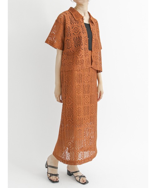 Te chichi TERRASSE(テチチテラス)の「クロシェ柄レーススカート【セットアップ可】(スカート・レディース・オフホワイト/ブラウン/ブラック・フリ-)」の7枚目の写真