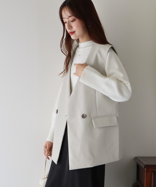 BLUEEAST(ブルーイースト)の「フェイクレザーベスト ジレ(ベスト・レディース・アイボリー/ブラック/ダークブラウン・MEDIUM)」の7枚目の写真