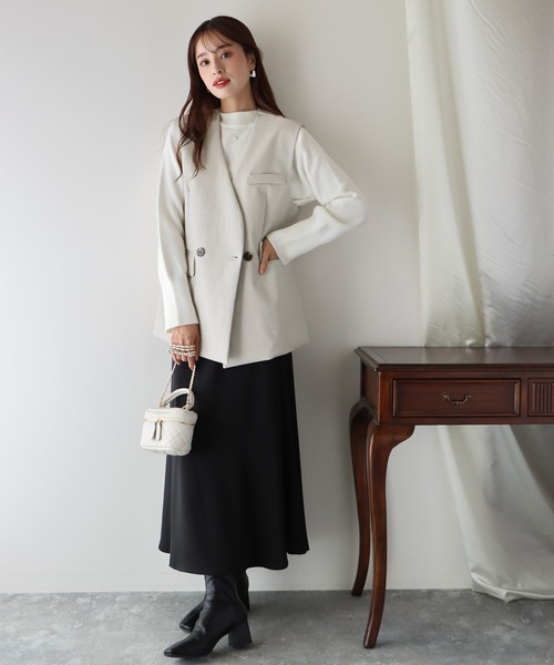 BLUEEAST(ブルーイースト)の「フェイクレザーベスト ジレ(ベスト・レディース・アイボリー/ブラック/ダークブラウン・MEDIUM)」の8枚目の写真