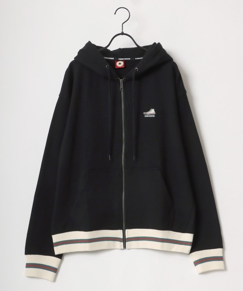 CONVERSE（コンバース）の「CONVERSE/コンバース オールスター スニーカー ロゴ ワンポイント刺繍 リブライン スウェット  レディース メンズ ジップパーカー（パーカー・メンズ・ブラック/ネイビー/オートミール・LL/M/L）」の8枚目の写真