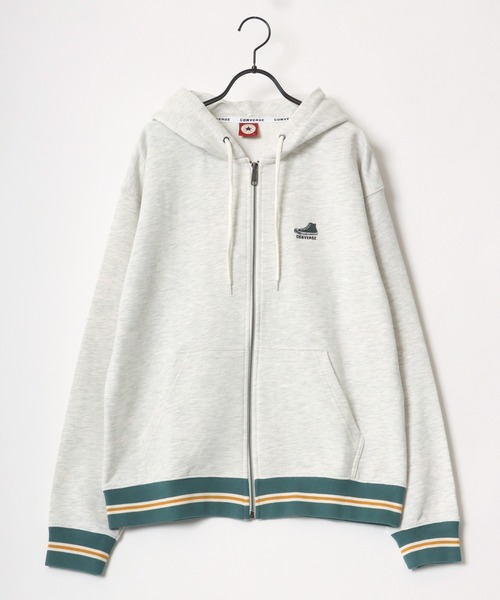 CONVERSE（コンバース）の「CONVERSE/コンバース オールスター スニーカー ロゴ ワンポイント刺繍 リブライン スウェット  レディース メンズ ジップパーカー（パーカー・メンズ・ブラック/ネイビー/オートミール・LL/M/L）」の15枚目の写真