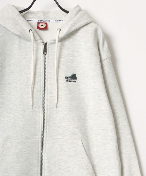 CONVERSE（コンバース）の「CONVERSE/コンバース オールスター スニーカー ロゴ ワンポイント刺繍 リブライン スウェット  レディース メンズ ジップパーカー（パーカー・メンズ・ブラック/ネイビー/オートミール・LL/M/L）」の4枚目の写真