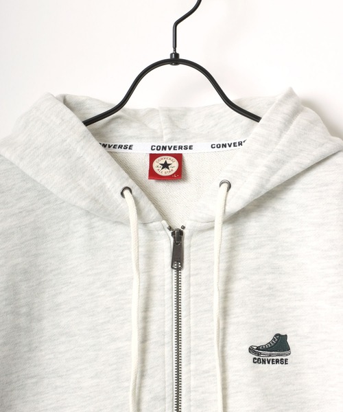 CONVERSE（コンバース）の「CONVERSE/コンバース オールスター スニーカー ロゴ ワンポイント刺繍 リブライン スウェット  レディース メンズ ジップパーカー（パーカー・メンズ・ブラック/ネイビー/オートミール・LL/M/L）」の10枚目の写真