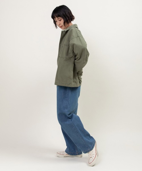 My Fav. CHILD WOMAN（マイファブチャイルドウーマン）の「綿ツイル 製品硫化染め アーミージャケット（ミリタリージャケット・レディース・カーキ・FREE）」の22枚目の写真