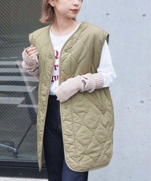 tiptop（ティップトップ）の「キルティングベスト（ベスト・レディース・ブラック/カーキ/アイボリー・FREE）」の3枚目の写真