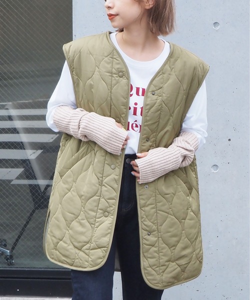 tiptop（ティップトップ）の「キルティングベスト（ベスト・レディース・ブラック/カーキ/アイボリー・FREE）」の5枚目の写真