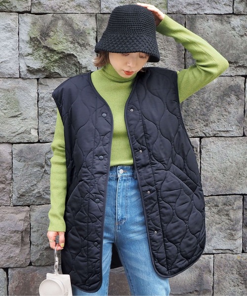 tiptop（ティップトップ）の「キルティングベスト（ベスト・レディース・ブラック/カーキ/アイボリー・FREE）」の14枚目の写真