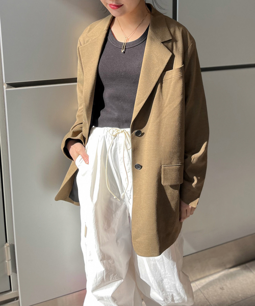 JOINT WORKS（ジョイントワークス）の「梳毛ブレンド2Bテーラージャケット（テーラードジャケット・レディース・ネイビー/キャメル・FREE）」の7枚目の写真