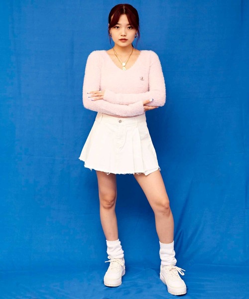 atmos pink（アトモスピンク）の「atmos pink デザインフェザーニット / アトモスピンク デザインフェザーニット（ニット/セーター・レディース・ブラック/ピンク/ホワイト・S/M）」の4枚目の写真