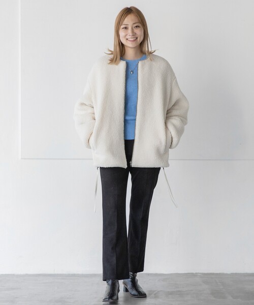 THE SHOP TK （ザ ショップ ティーケー ）の「◆【蓄熱保温/軽い】サーモア サイドジップボアブルゾン（ブルゾン・レディース・オフホワイト/カーキ/ブラウン系その他・11/10/13/12）」の6枚目の写真