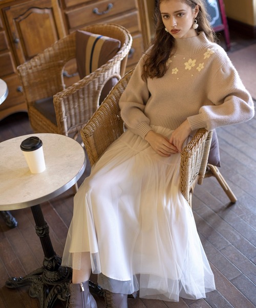 NOELA（ノエラ）の「チュールフレアスカート（スカート・レディース・ブルー/ピンク/オフホワイト・フリー）」の2枚目の写真