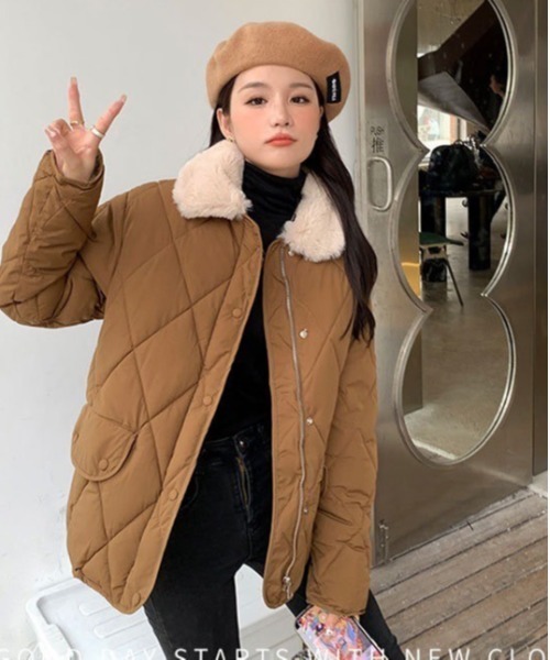 Dream garden（ドリームガーデン）の「フェックファー衿中綿ジャケットCOAT（その他アウター・レディース・ブラウン/ブラック/アイボリー・FREE）」の13枚目の写真