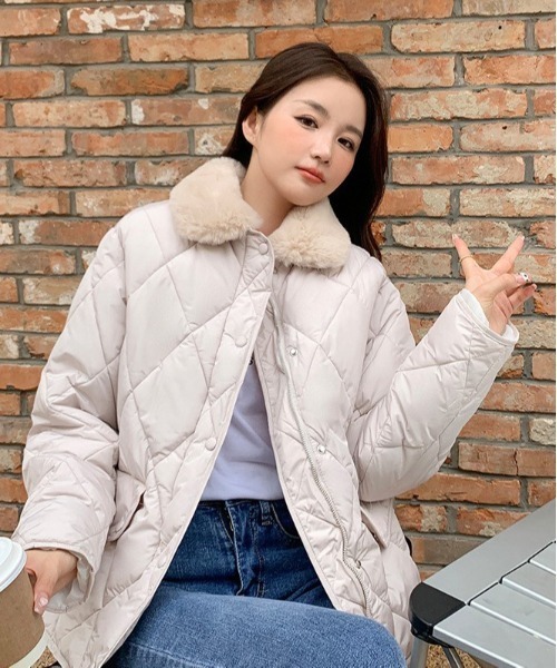 Dream garden（ドリームガーデン）の「フェックファー衿中綿ジャケットCOAT（その他アウター・レディース・ブラウン/ブラック/アイボリー・FREE）」の12枚目の写真