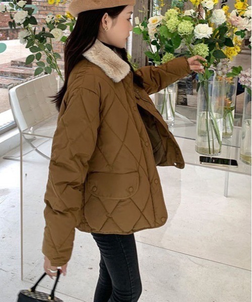 Dream garden（ドリームガーデン）の「フェックファー衿中綿ジャケットCOAT（その他アウター・レディース・ブラウン/ブラック/アイボリー・FREE）」の14枚目の写真