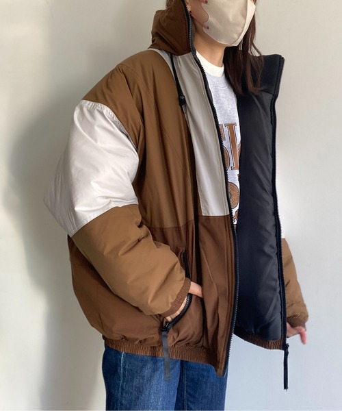 CPCM（シーピーシーエム）の「配色切替フーディトラックジャケット（ブルゾン・メンズ・チャコールグレー/ベージュ/ブラック・LARGE/MEDIUM）」の10枚目の写真