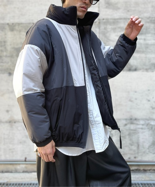 CPCM（シーピーシーエム）の「配色切替フーディトラックジャケット（ブルゾン・メンズ・チャコールグレー/ベージュ/ブラック・LARGE/MEDIUM）」の5枚目の写真