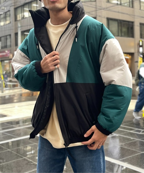 CPCM（シーピーシーエム）の「配色切替フーディトラックジャケット（ブルゾン・メンズ・チャコールグレー/ベージュ/ブラック・LARGE/MEDIUM）」の4枚目の写真