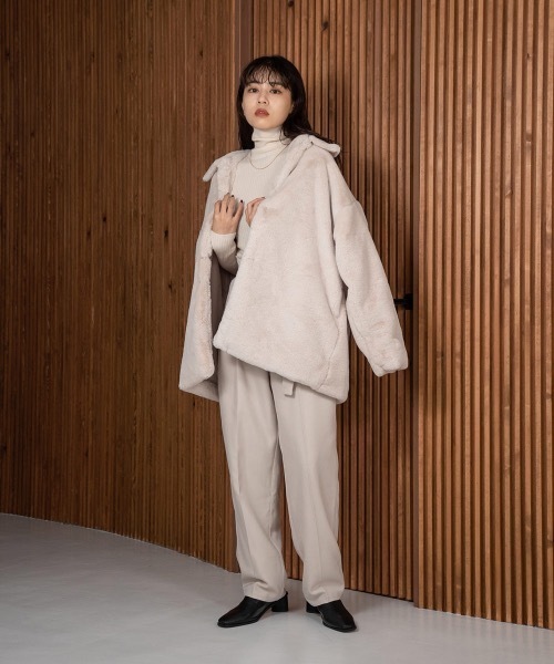 Amiur（エミレ）の「silky touch rib high neck（ニット/セーター・レディース・ブラック/アイボリー/ベージュ・FREE）」の15枚目の写真