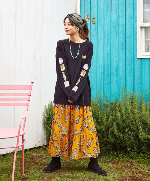 チャイハネ（チャイハネ）の「【チャイハネ】コラソンスカート（スカート・レディース・ブラック/ホワイト/オレンジ・FREE）」の5枚目の写真