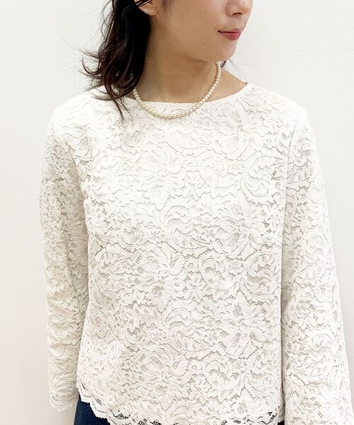 OPAQUE.CLIP(オペークドットクリップ)の「◆ガラス調フェイクパールネックレス【日本製】(ネックレス・レディース・オフホワイト・00)」の2枚目の写真