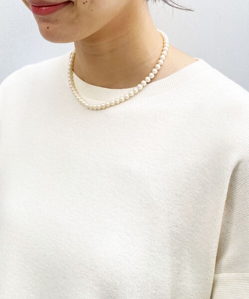 OPAQUE.CLIP(オペークドットクリップ)の「◆ガラス調フェイクパールネックレス【日本製】(ネックレス・レディース・オフホワイト・00)」の1枚目の写真