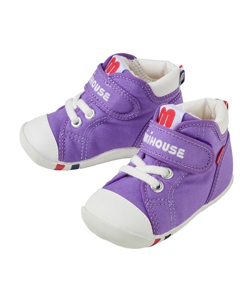 MIKI HOUSE(ミキハウス)の「ミキハウスロゴファーストベビーシューズ(ベビーシューズ/ベビーソックス・キッズ・インディゴブルー/ホワイト/レッド/マルチ/ブラック/レッド系その他2/アイボリー/ピンク/ブルー系その他/パープル・11.5/13cm/12cm/13.5/12.5/13㎝/12.5cm/11.5cm/13.5cm/12.0cm)」の7枚目の写真