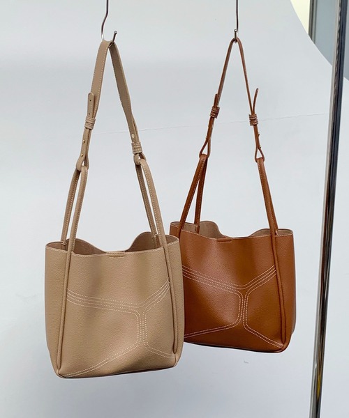 the case（ザケース）の「[THE CASE SELECT]embroidery vegan leather tote　エコレザートートバッグ *ポーチ付き（ショルダーバッグ・レディース・ブラック/グリーン/ブラウン/ベージュ・FREE）」の8枚目の写真