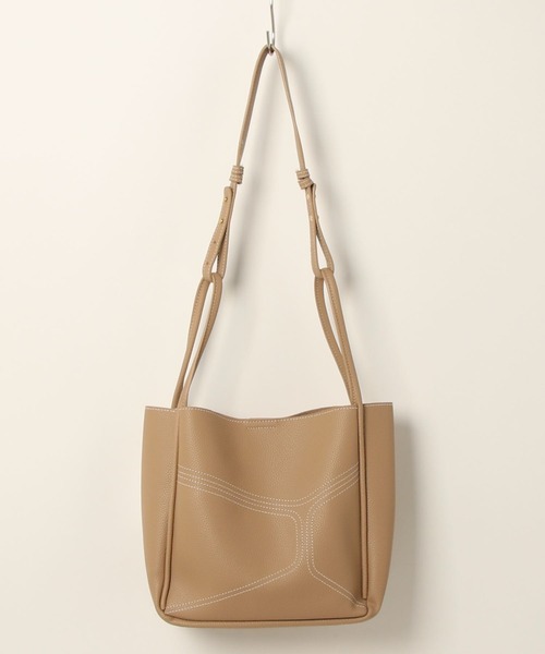 the case（ザケース）の「[THE CASE SELECT]embroidery vegan leather tote　エコレザートートバッグ *ポーチ付き（ショルダーバッグ・レディース・ブラック/グリーン/ブラウン/ベージュ・FREE）」の16枚目の写真