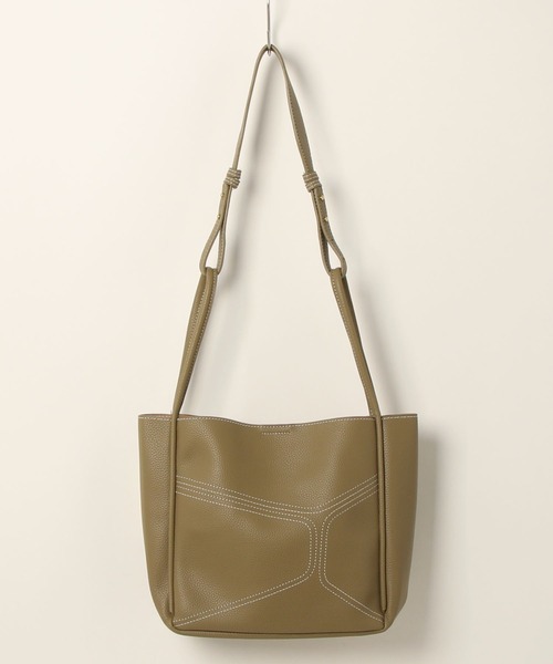 the case（ザケース）の「[THE CASE SELECT]embroidery vegan leather tote　エコレザートートバッグ *ポーチ付き（ショルダーバッグ・レディース・ブラック/グリーン/ブラウン/ベージュ・FREE）」の17枚目の写真