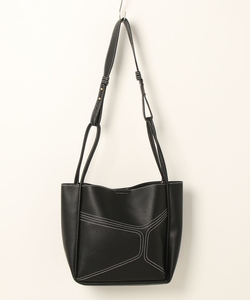 the case（ザケース）の「[THE CASE SELECT]embroidery vegan leather tote　エコレザートートバッグ *ポーチ付き（ショルダーバッグ・レディース・ブラック/グリーン/ブラウン/ベージュ・FREE）」の18枚目の写真