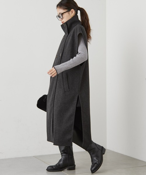 CIAOPANIC TYPY（チャオパニックティピー）の「ニットメルトンスタンドカラーベスト（ベスト・レディース・オフホワイト/ベージュ/チャコールグレー/モカ・ONE SIZE）」の2枚目の写真