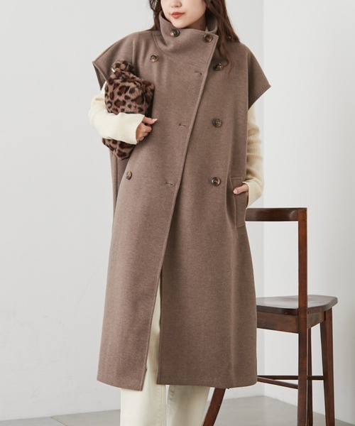 CIAOPANIC TYPY（チャオパニックティピー）の「ニットメルトンスタンドカラーベスト（ベスト・レディース・オフホワイト/ベージュ/チャコールグレー/モカ・ONE SIZE）」の3枚目の写真