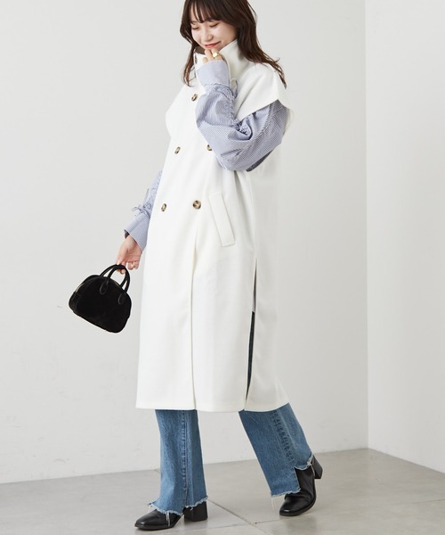 CIAOPANIC TYPY（チャオパニックティピー）の「ニットメルトンスタンドカラーベスト（ベスト・レディース・オフホワイト/ベージュ/チャコールグレー/モカ・ONE SIZE）」の7枚目の写真