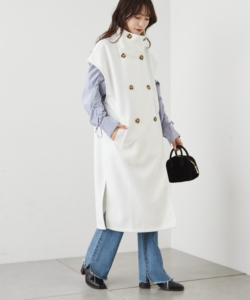 CIAOPANIC TYPY（チャオパニックティピー）の「ニットメルトンスタンドカラーベスト（ベスト・レディース・オフホワイト/ベージュ/チャコールグレー/モカ・ONE SIZE）」の10枚目の写真