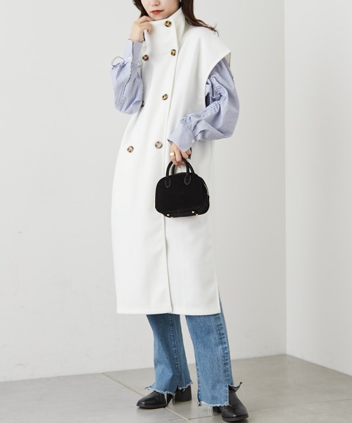 CIAOPANIC TYPY（チャオパニックティピー）の「ニットメルトンスタンドカラーベスト（ベスト・レディース・オフホワイト/ベージュ/チャコールグレー/モカ・ONE SIZE）」の5枚目の写真