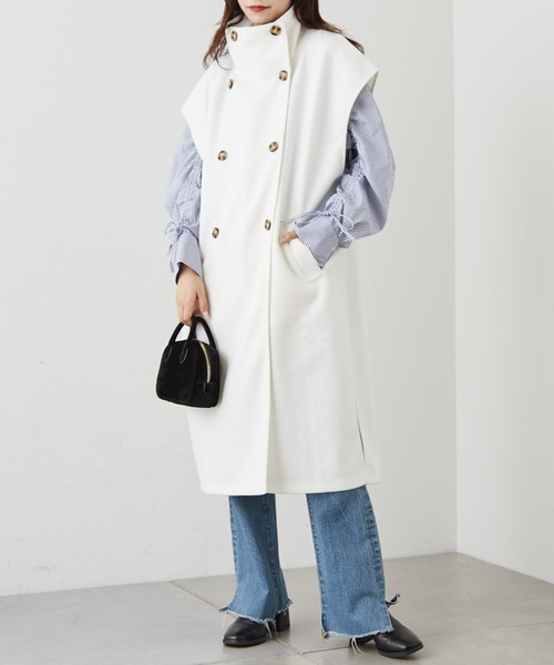 CIAOPANIC TYPY（チャオパニックティピー）の「ニットメルトンスタンドカラーベスト（ベスト・レディース・オフホワイト/ベージュ/チャコールグレー/モカ・ONE SIZE）」の6枚目の写真