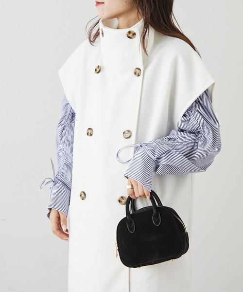 CIAOPANIC TYPY（チャオパニックティピー）の「ニットメルトンスタンドカラーベスト（ベスト・レディース・オフホワイト/ベージュ/チャコールグレー/モカ・ONE SIZE）」の12枚目の写真