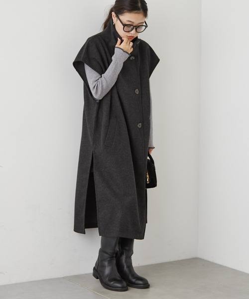 CIAOPANIC TYPY（チャオパニックティピー）の「ニットメルトンスタンドカラーベスト（ベスト・レディース・オフホワイト/ベージュ/チャコールグレー/モカ・ONE SIZE）」の19枚目の写真