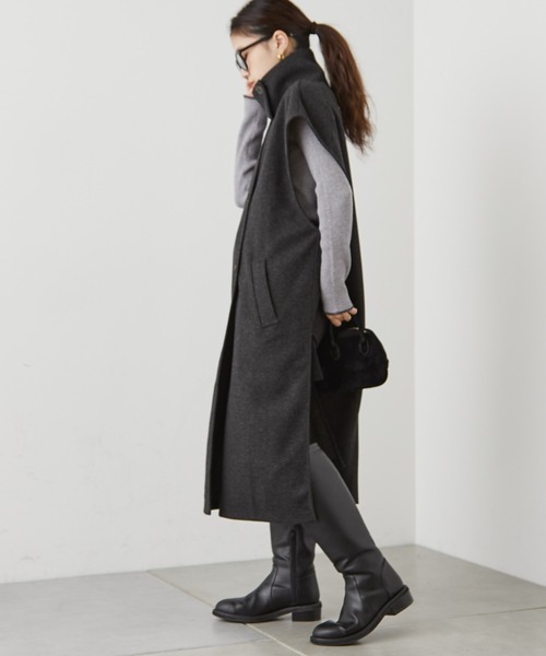 CIAOPANIC TYPY（チャオパニックティピー）の「ニットメルトンスタンドカラーベスト（ベスト・レディース・オフホワイト/ベージュ/チャコールグレー/モカ・ONE SIZE）」の16枚目の写真