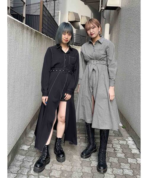 jouetie(ジュエティ)の「【低身長サイズあり】アシメステッチシャツワンピース(ワンピース・レディース・オフホワイト/ブラック/グリーン・MEDIUM/SMALL)」の11枚目の写真