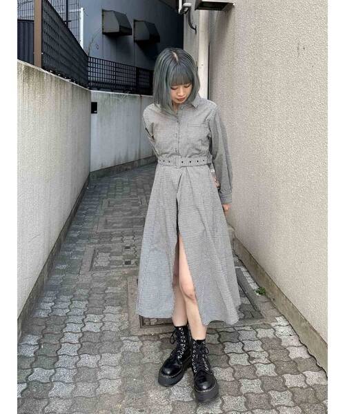 jouetie(ジュエティ)の「【低身長サイズあり】アシメステッチシャツワンピース(ワンピース・レディース・オフホワイト/ブラック/グリーン・MEDIUM/SMALL)」の8枚目の写真